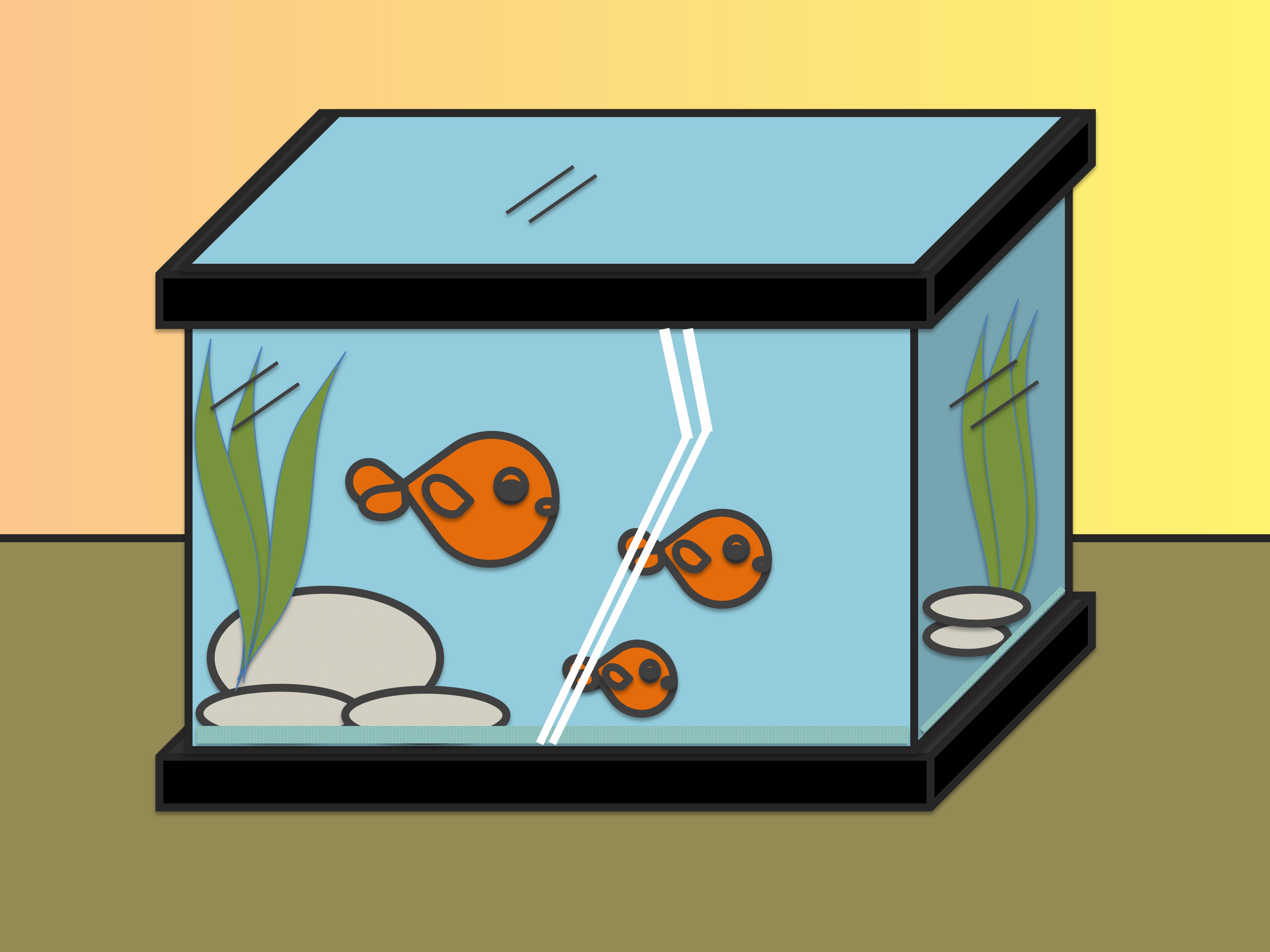 2998x2248 How To Draw Fish In A Fish Tank 7 Steps (With Pictures) - Fish Bowl Sketch