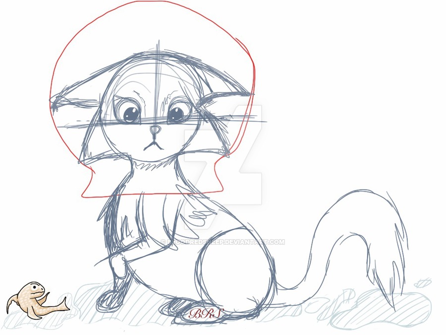 900x675 Kitty In Fish Bowl Sketch By Bloodredsheep - Fish Bowl Sketch