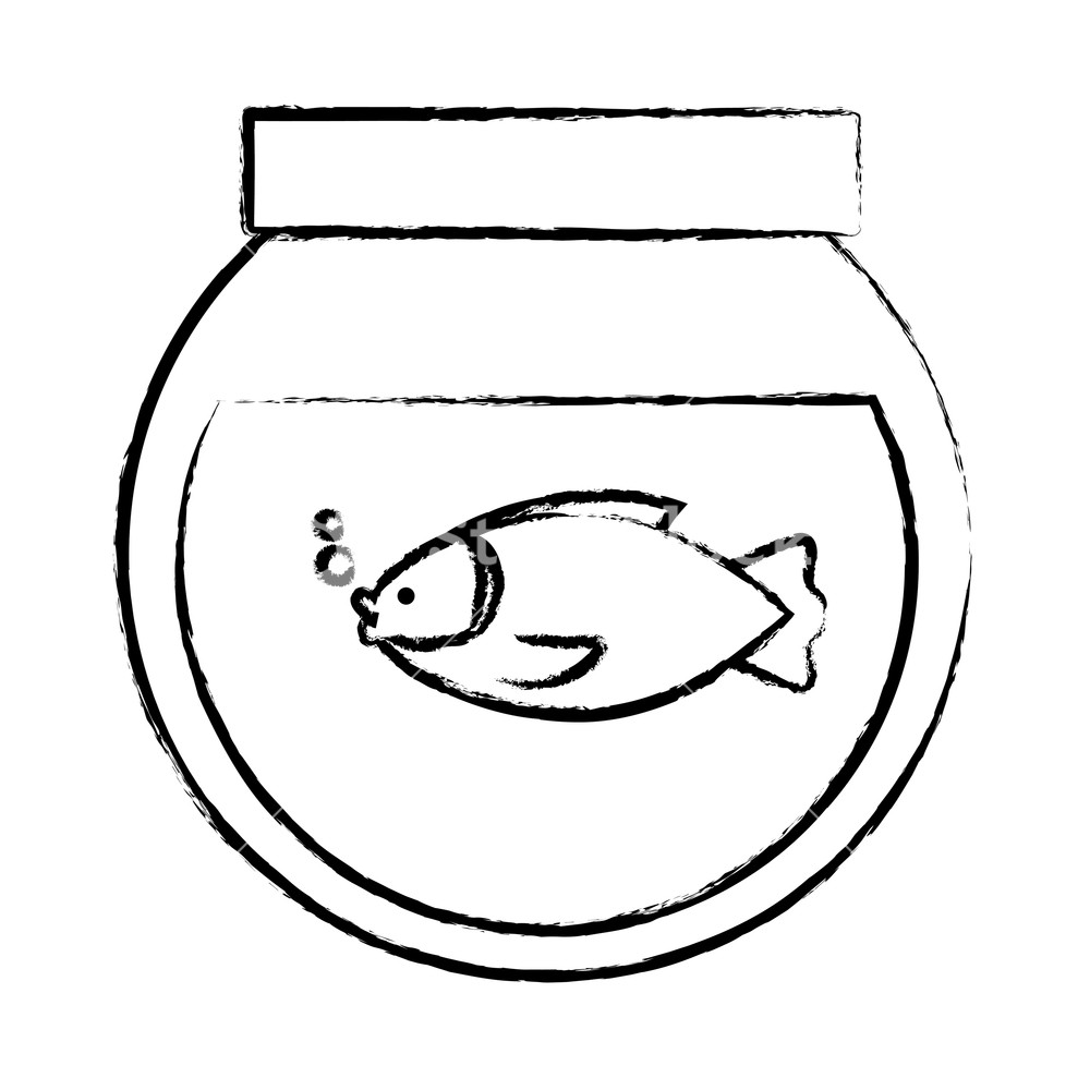 1000x1000 Sketch Of Fishbowl Icon Over White Background, Vector Illustration - Fish Bowl Sketch