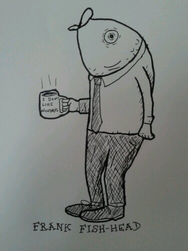375x500 Frank Fish Head Wobbly Bloggy - Fish Head Sketch