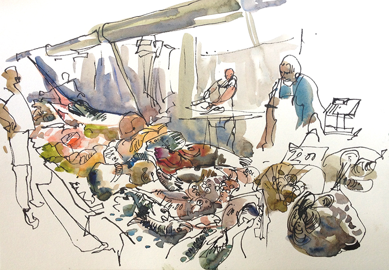 800x555 Sketch Away Travels With My Sketchbook Just Another Wordpress - Fish Market Sketch