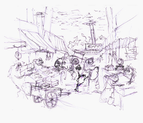 500x429 The Fish Market - Fish Market Sketch
