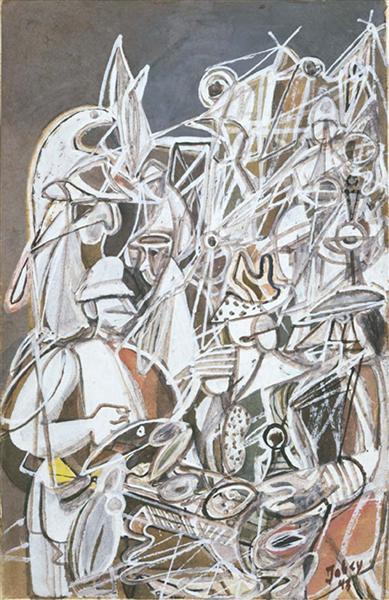 389x600 Fish Market (Seattle Market Scene Sketch), 1943 - Fish Market Sketch