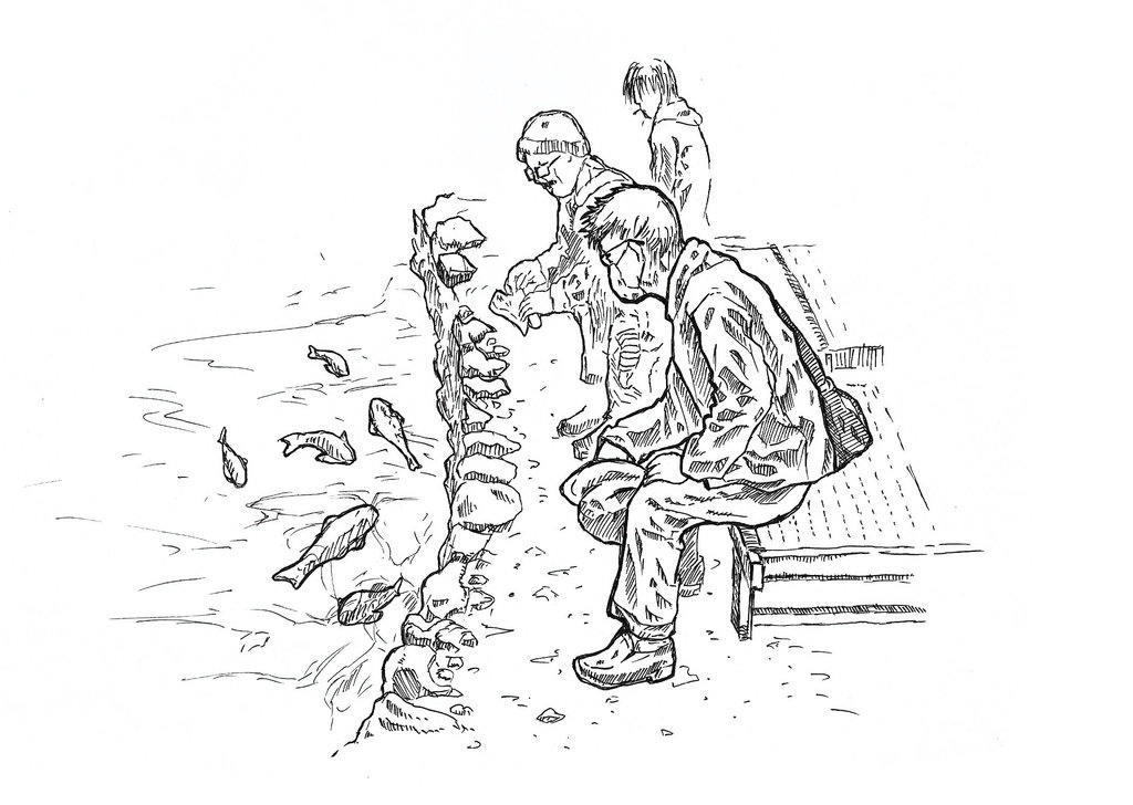 1024x728 Fish Pond By Dianrama - Fish Pond Sketch