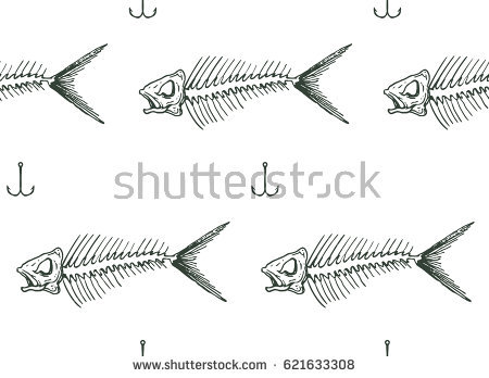 450x348 Drawn Sleleton Fish 3440197 - Fish Skeleton Sketch