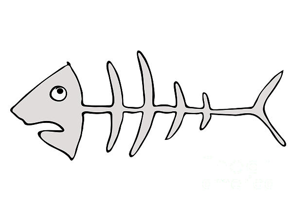 600x424 Fish Skeleton - Fish Skeleton Sketch