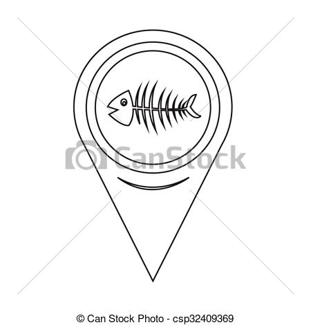 450x470 Map Pointer Fish Skeleton. - Fish Skeleton Sketch