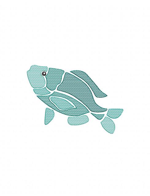 489x640 Fish Color Sketch Embroidery Design - Fish Sketch