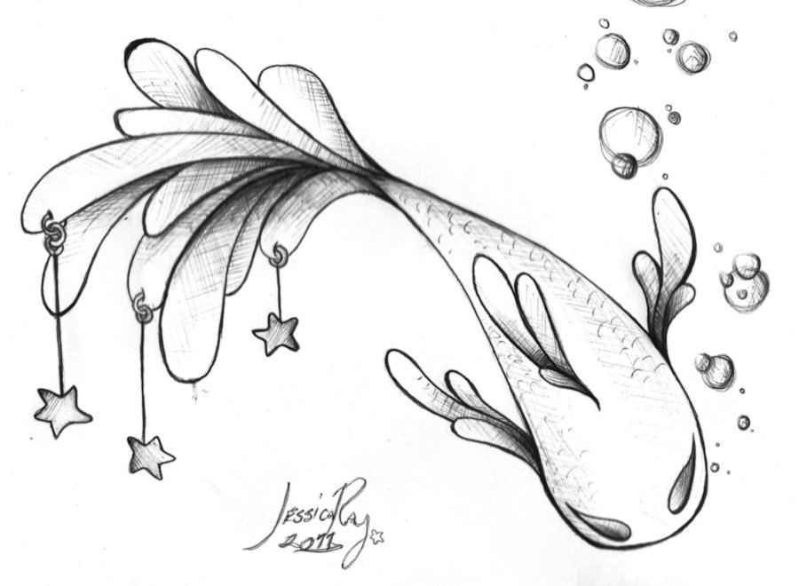 900x660 Koi Fish Sketch By Jesserayus - Fish Sketch Drawings