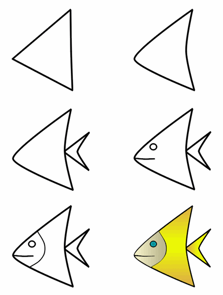450x595 Hayvan Resimleri Jian Bi Hua - Fish Sketch For Kids