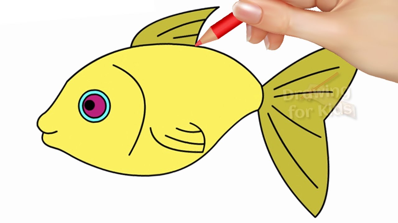 1280x720 How To Draw Fish Step By Step And Coloring Pages For Kids - Fish Sketch For Kids