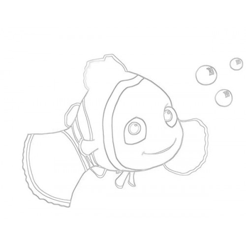 500x500 Nemo Fish Sketch For Canvas Painting - Fish Sketch Images