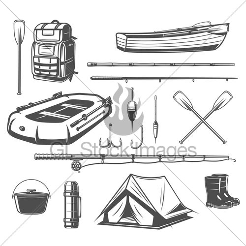 500x500 Fishing Sport Equipment Sketch Of Fisherman Tackle Gl Stock Images - Fisherman Sketch