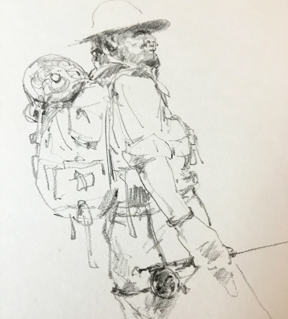 1000x1106 Moleskine Work Fishing Huntingbrian - Fisherman Sketch