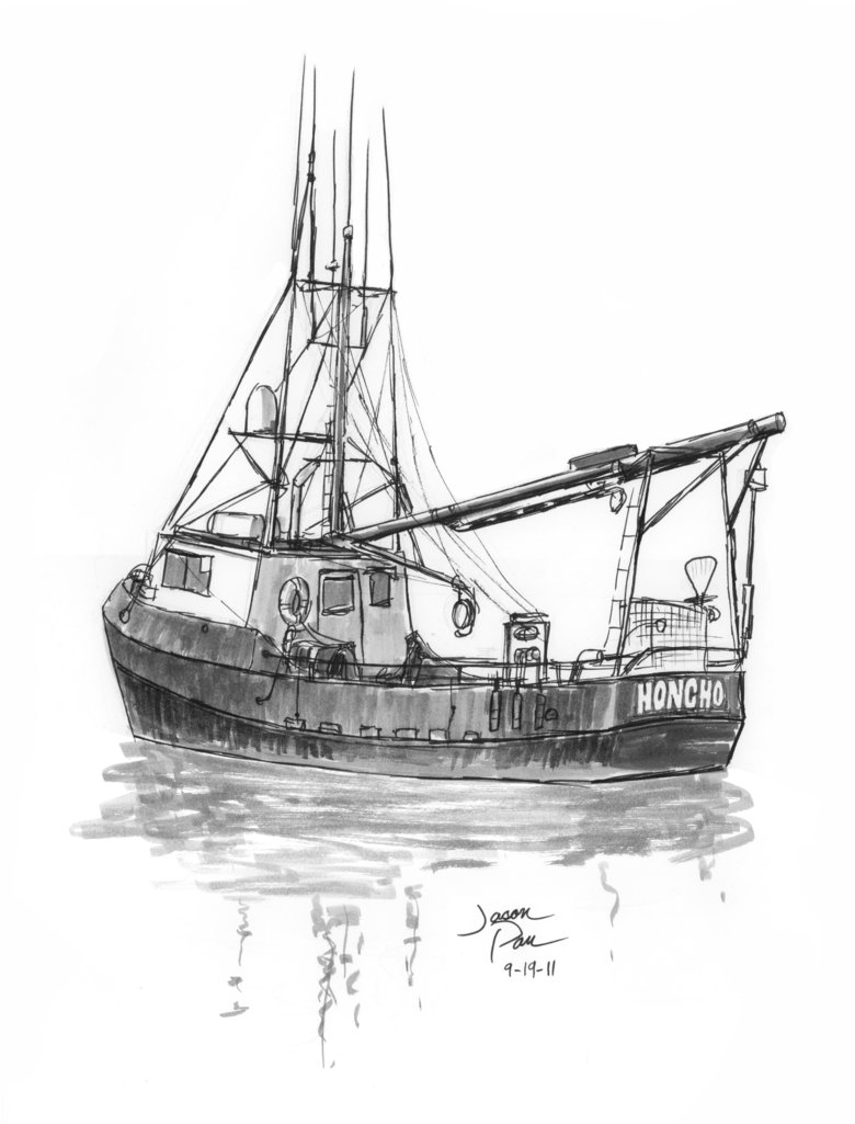 780x1025 Fishing Boat - Fishing Boat Sketch