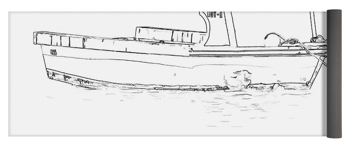 1171x500 Fishing Boat Sketch Of The Caribbean Yoga Mat For Sale By David Letts - Fishing Boat Sketch