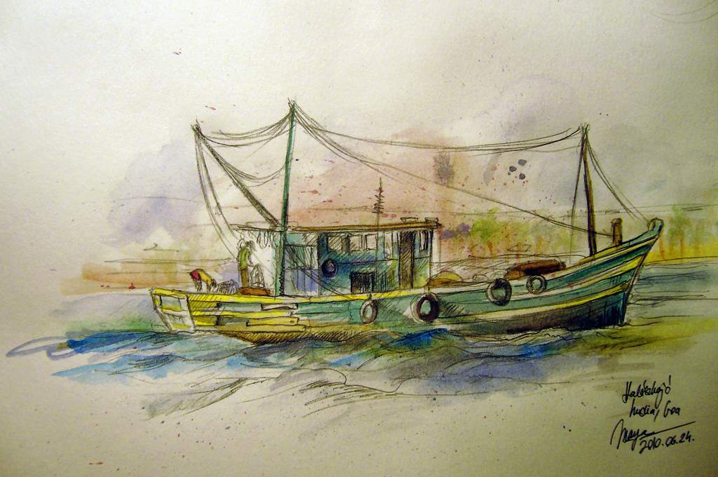 1024x680 Fishing Boat - Fishing Boat Sketch