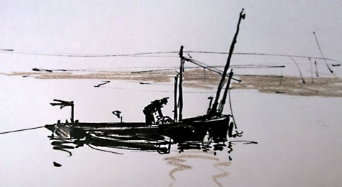 480x263 Ink Sketch Of Fishing Boat - Fishing Boat Sketch
