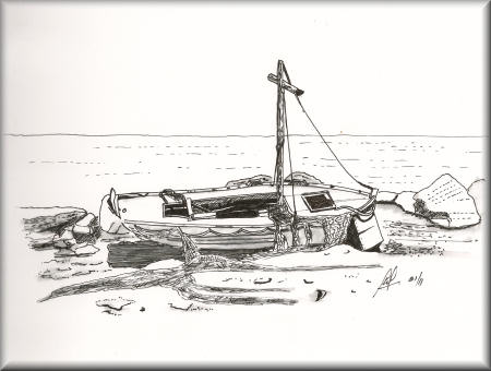 450x340 Old Fishing Boat - Fishing Boat Sketch