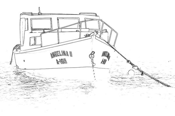 600x400 Sketch Of The Fishing Boat Of Aruba Angelina Poster By David Letts - Fishing Boat Sketch