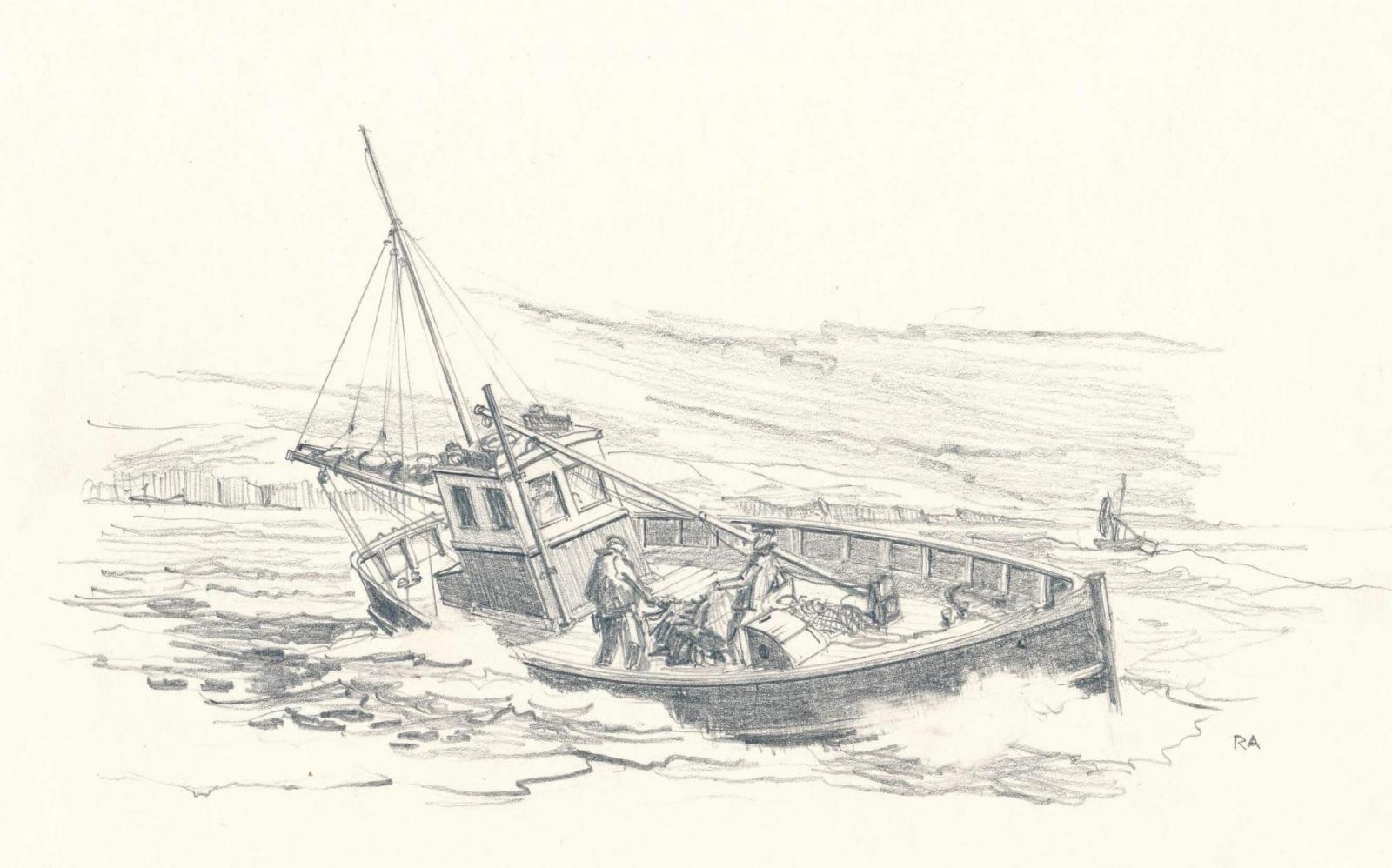 1600x998 Sketches Richard Adshead Artist - Fishing Boat Sketch