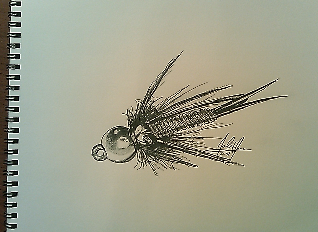 1076x785 Fishing Art Sketching A Copper John Amp A Book Review - Fishing Lure Sketch