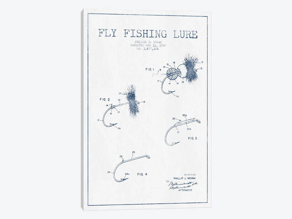 1000x750 P.j. Novak Fly Fishing Lure Patent Sketch (Ink) A... Aged Pixel - Fishing Lure Sketch