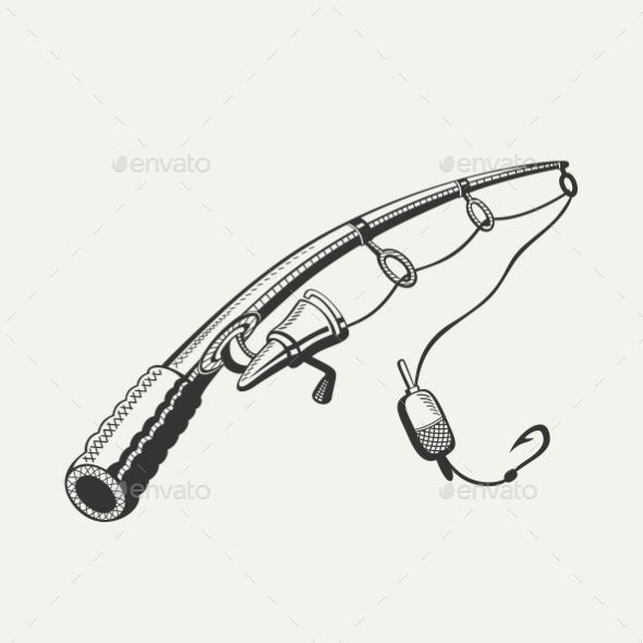 590x590 Illustration Of Fishing Rod By Julianna Million Graphicriver - Fishing Pole Sketch