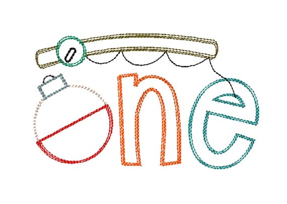 570x405 One Fishing Pole Fish Sketch Stitch Applique Embroidery Design - Fishing Pole Sketch