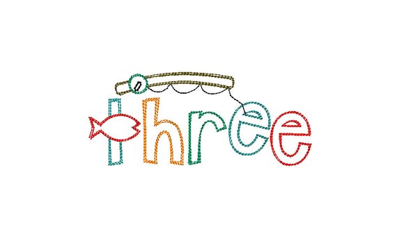 570x363 Three Fishing Pole Fish Sketch Stitch Applique Embroidery Etsy - Fishing Pole Sketch