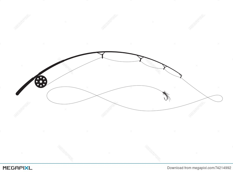 800x590 Fishing Rod, Vector Illustration 74214992 - Fishing Rod Sketch