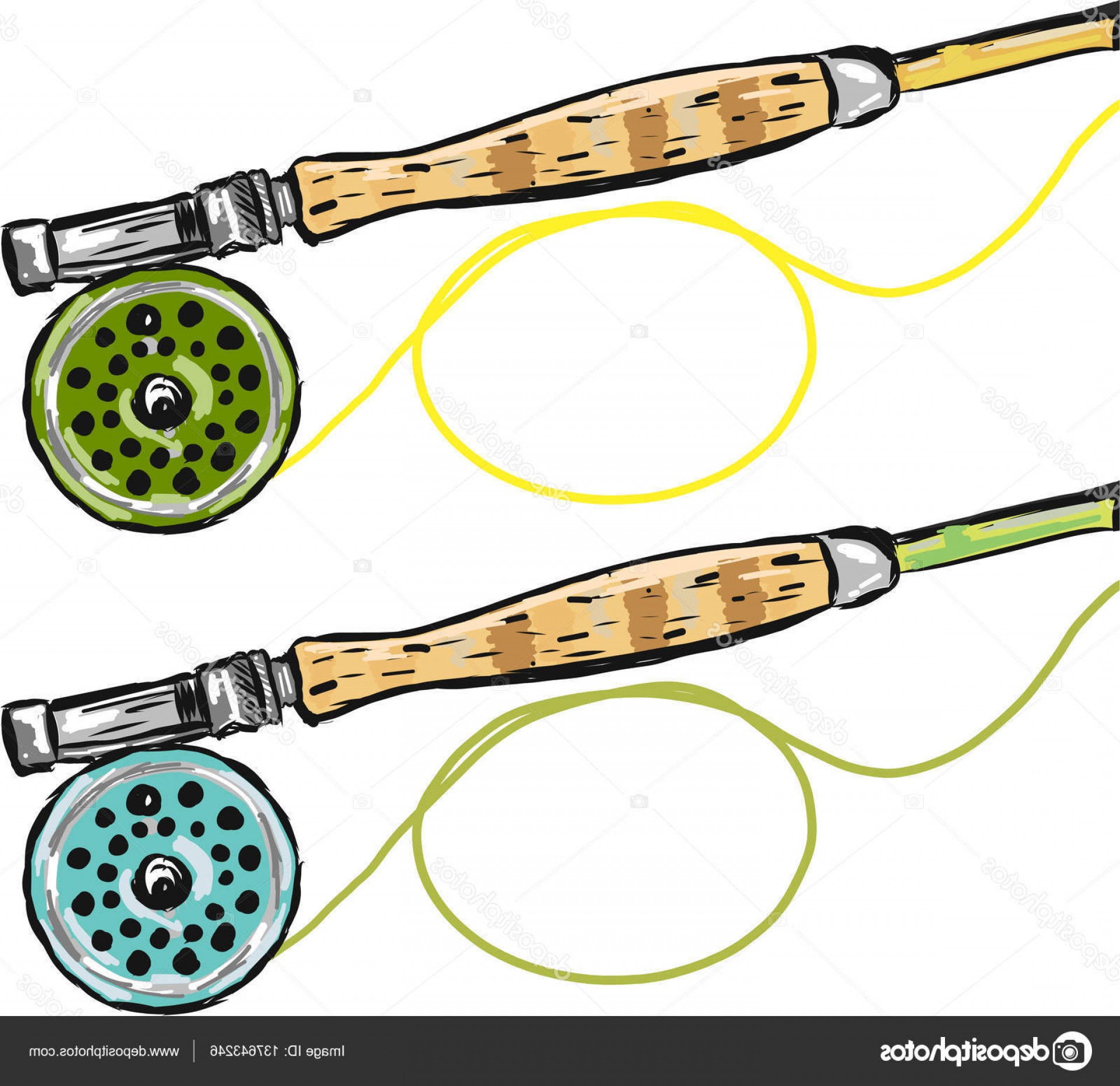 1920x1862 Stock Illustration Fly Fishing Rods Vector Sketch Lazttweet - Fishing Rod Sketch