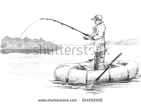 450x333 Collection Of Fishing Drawings Sketches High Quality, Free - Fishing Rod Sketch