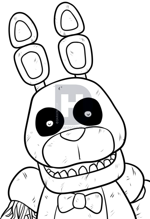 492x720 How To Draw Phantom Bonnie From Five Nights At Freddys 3, Step By - Five Nights At Freddys Sketch