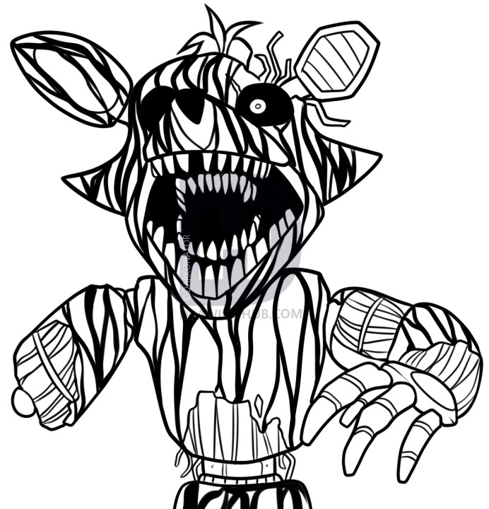 692x720 How To Draw Phantom Foxy From Five Nights At Freddys 3, Step By - Five Nights At Freddys Sketch