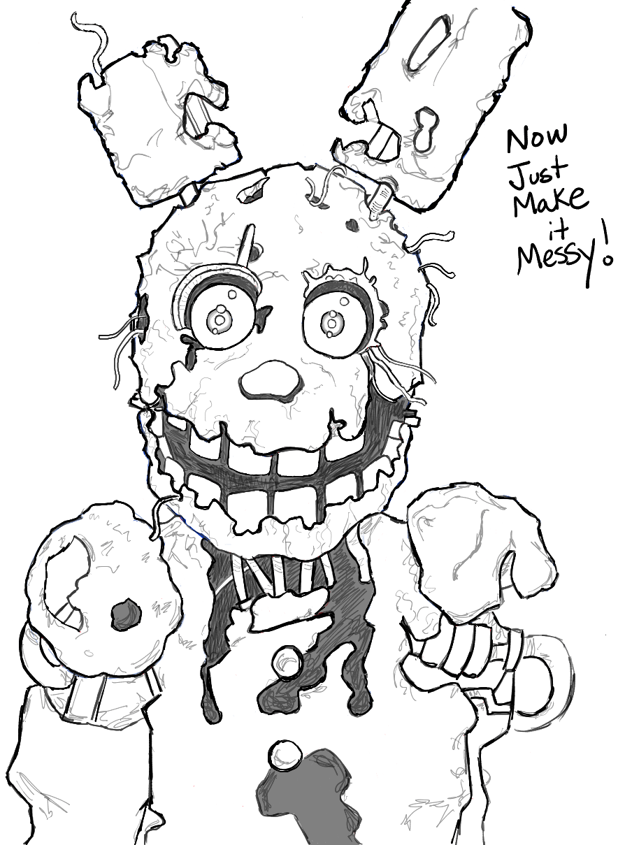 884x1209 How To Draw Springtrap From Five Nights - Five Nights At Freddys Sketch