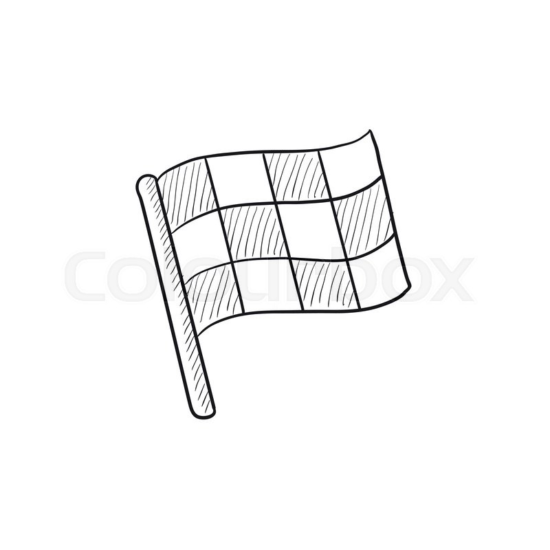 800x800 Checkered Flag Vector Sketch Icon Isolated On Background. Hand - Flag Sketch
