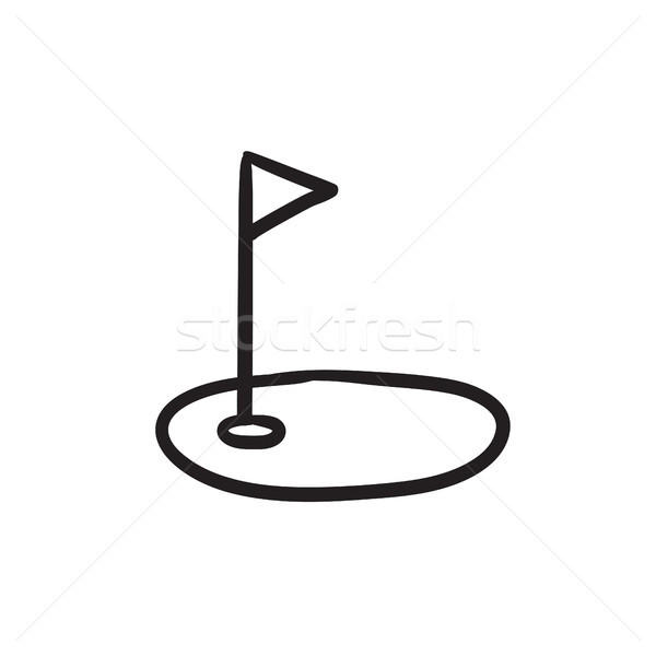 600x600 Golf Hole With Flag Sketch Icon. Vector Illustration Andrei - Flag Sketch
