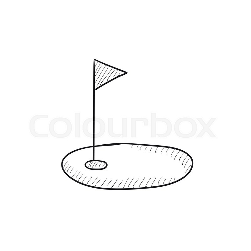 800x800 Golf Hole With Flag Vector Sketch Icon Isolated On Background - Flag Sketch