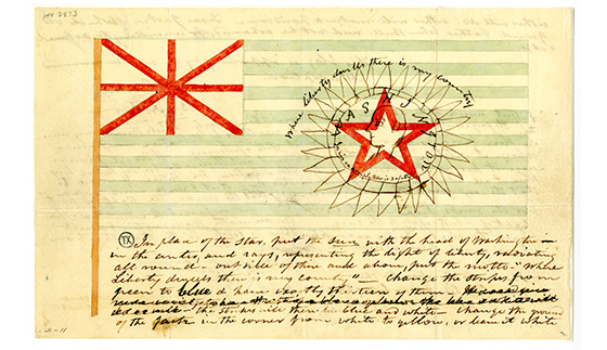 560x323 Revised Sketch For The Texas Flag Bullock Texas State History Museum - Flag Sketch