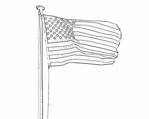 500x400 American Flag Pencil Sketch Get Your Own Free Sketch - Flag Sketch
