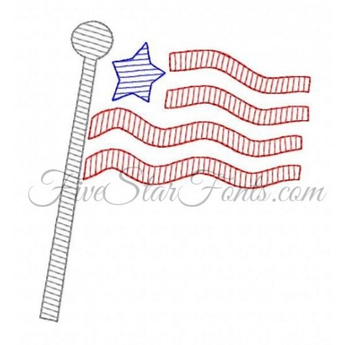500x500 American Flag Sketch Quick Stitch + Bonus Vintage Designs - Flag Sketch