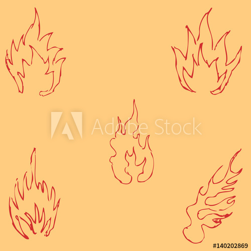 500x500 Flame Tongues. Sketch By Hand. Pencil Drawing By Hand. Vector - Flame Sketch