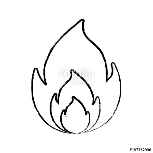 500x500 Sketch Of Fire Flame Icon Over White Background, Vector - Flame Sketch