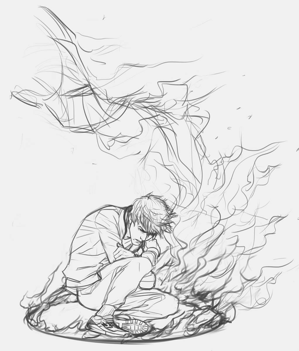 1022x1200 Final Flame Sketch By Harseik - Flame Sketch