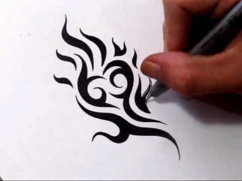 480x360 Drawing Tribal Heart And Flames - Flame Tattoo Sketch