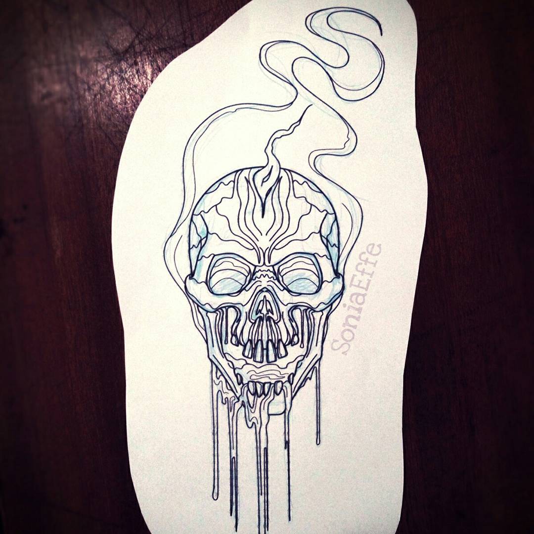 1080x1080 Skull Flame - Flame Tattoo Sketch