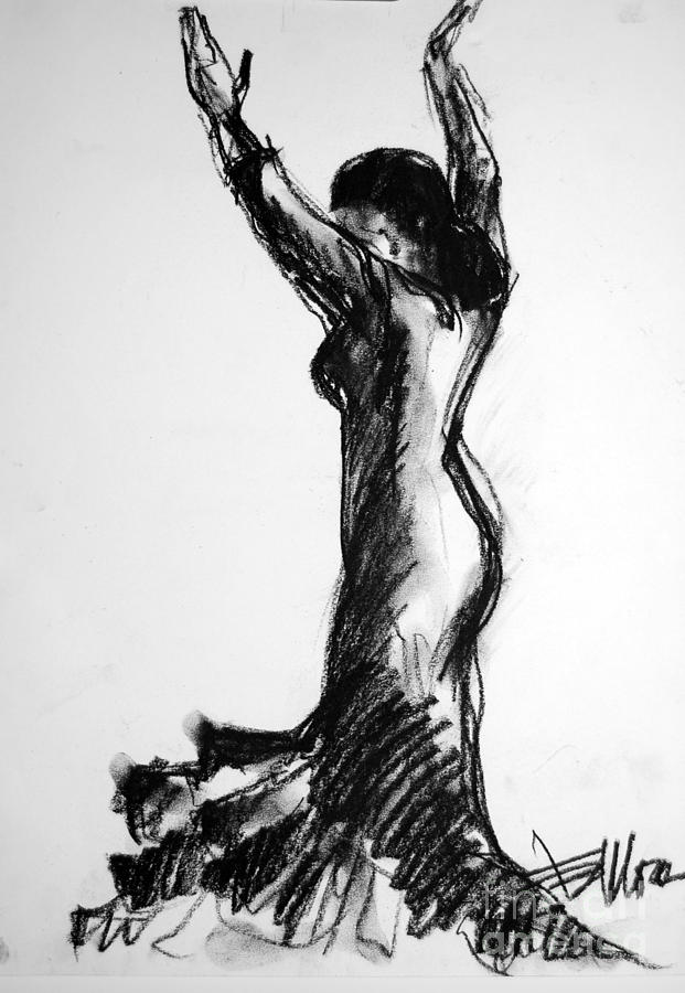 621x900 Flamenco Sketch 3 Drawing By Mona Edulesco - Flamenco Dancer Sketch