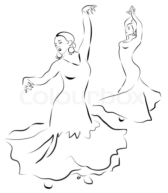 698x800 Flamenco Dancers Sketch Stock Vector Colourbox - Flamenco Dancer Sketch