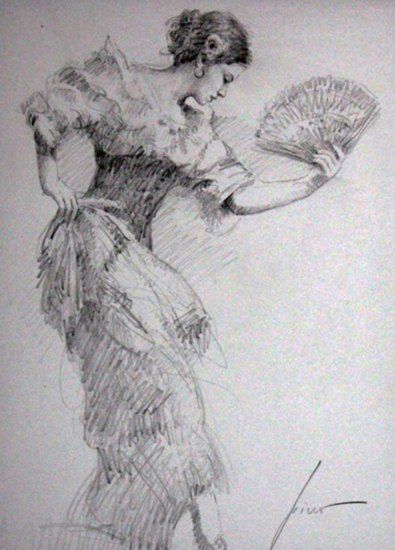 574x800 Flamenco Dancer Drawing 2010 30x26 By Pino - Flamenco Dancer Sketch